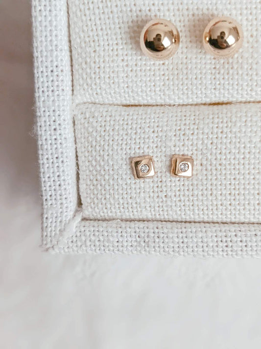 Square Sparkle Stud Earrings